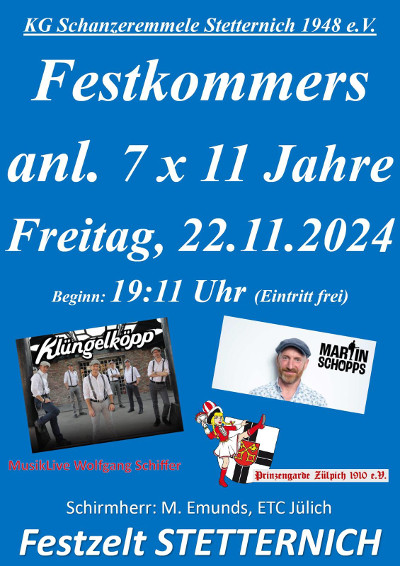 Festkommers 7 x 11 Jahre